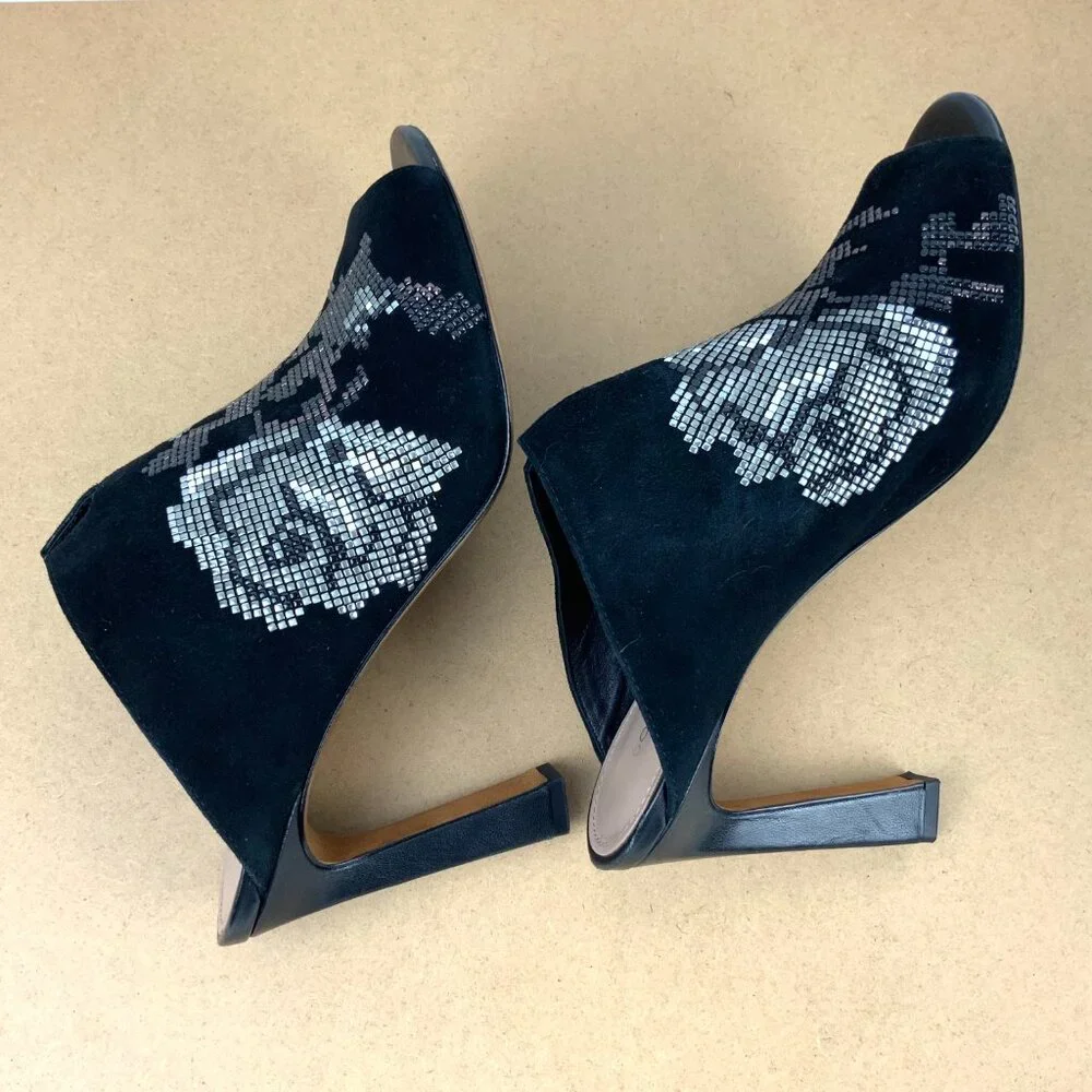 Donald J Pliner Elora Suede Brocade Mule in Black Sz 9M - Picture 13 of 16